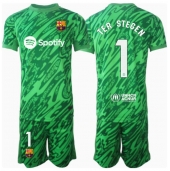 Barcelona Ter Stegen #1 Målmand Udebanetrøje Børn 2024-25 Kortærmet (+ Korte bukser)