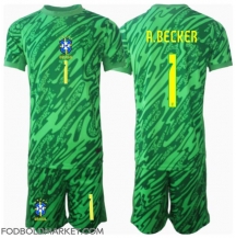 Brasilien Alisson Becker #1 Målmand Hjemmebanetrøje Børn Copa America 2024 Kortærmet (+ Korte bukser)