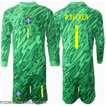 Brasilien Alisson Becker #1 Målmand Hjemmebanetrøje Børn Copa America 2024 Langærmet (+ Korte bukser)