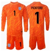 England Jordan Pickford #1 Målmand Hjemmebanetrøje Børn EM 2024 Langærmet (+ Korte bukser)