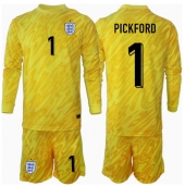 England Jordan Pickford #1 Målmand Udebanetrøje Børn EM 2024 Langærmet (+ Korte bukser)