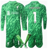 Liverpool Alisson Becker #1 Målmand Udebanetrøje Børn 2024-25 Langærmet (+ Korte bukser)