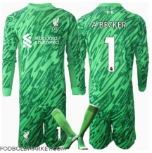 Liverpool Alisson Becker #1 Målmand Udebanetrøje Børn 2024-25 Langærmet (+ Korte bukser)