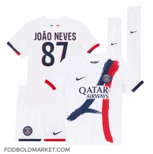 Paris Saint-Germain Joao Neves #87 Udebanetrøje Børn 2024-25 Kortærmet (+ Korte bukser)