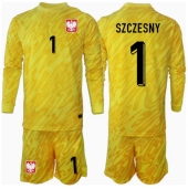 Polen Wojciech Szczesny #1 Målmand Hjemmebanetrøje Børn EM 2024 Langærmet (+ Korte bukser)