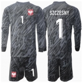 Polen Wojciech Szczesny #1 Målmand Udebanetrøje Børn EM 2024 Langærmet (+ Korte bukser)