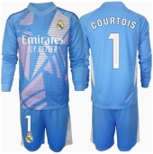 Real Madrid Thibaut Courtois #1 Målmand Hjemmebanetrøje Børn 2024-25 Langærmet (+ Korte bukser)