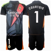 Real Madrid Thibaut Courtois #1 Målmand Udebanetrøje Børn 2024-25 Kortærmet (+ Korte bukser)