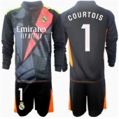 Real Madrid Thibaut Courtois #1 Målmand Udebanetrøje Børn 2024-25 Langærmet (+ Korte bukser)