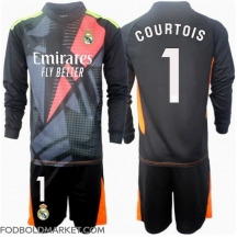 Real Madrid Thibaut Courtois #1 Målmand Udebanetrøje Børn 2024-25 Langærmet (+ Korte bukser)