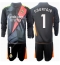 Real Madrid Thibaut Courtois #1 Målmand Udebanetrøje Børn 2024-25 Langærmet (+ Korte bukser)
