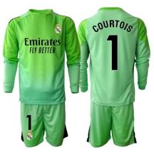 Real Madrid Thibaut Courtois #1 Målmand Udebanetrøje Børn 2025-26 Langærmet (+ Korte bukser)